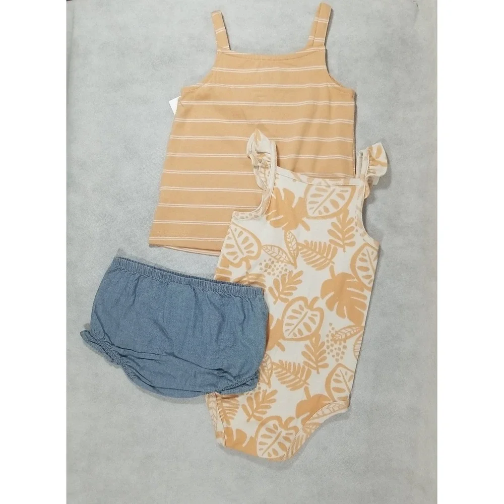 Carter's Baby Girls Size 24 Months 3 pc Top Bodysuit Shorts Summer Outfit NEW